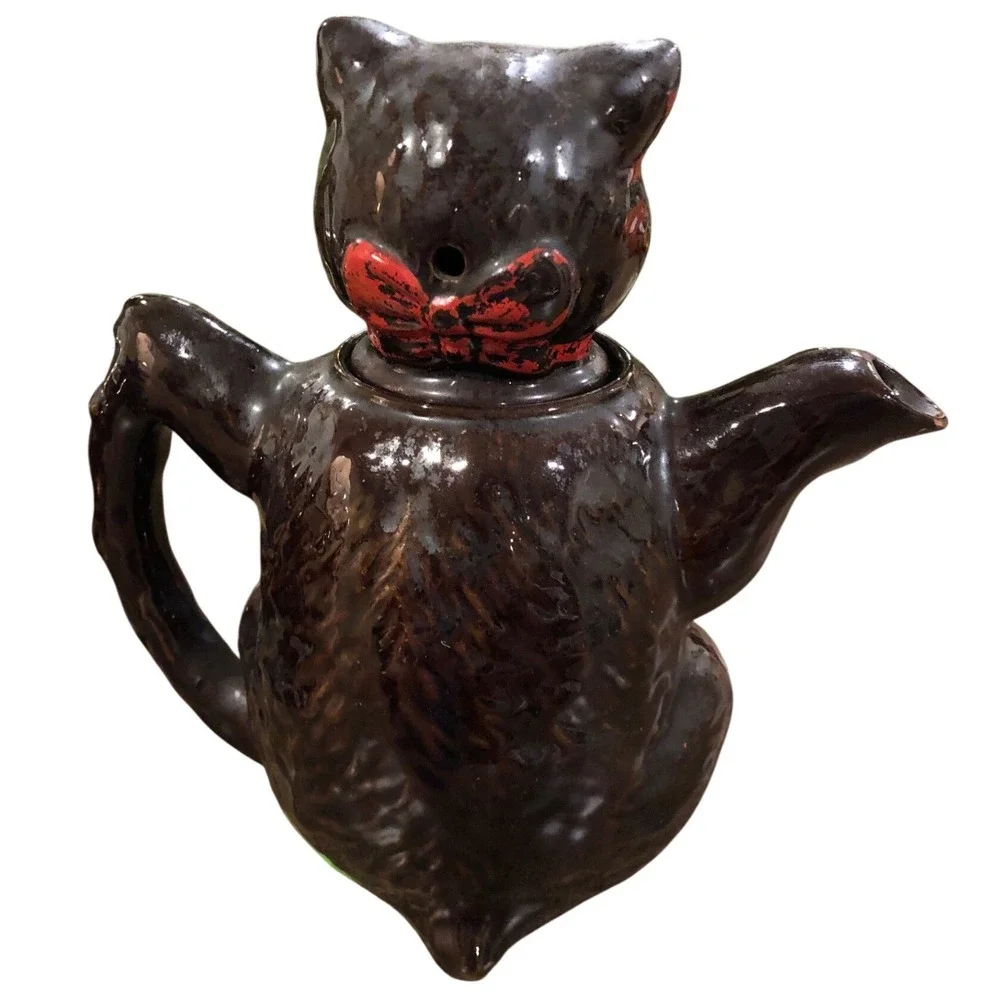 Redware Batlin Bear Teapot Creamer Vintage Kitsch 50s Novelty Farmhouse Eclectic